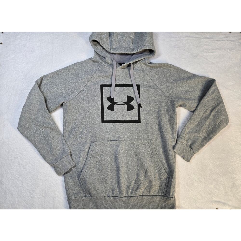 Mens UNDER ARMOUR Rival Fleece Big Logo Hoodie Sweatshirt Small Gray